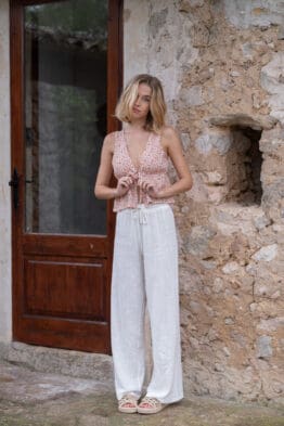 Maya floral Bluse und Marlie Hose weiss - morena isabel