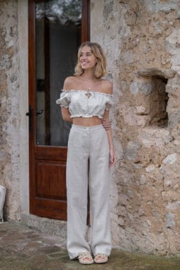 Lilia Bluse karo und Roma Hose beige - morena isabel